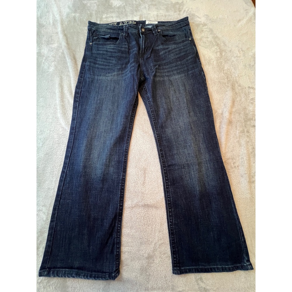 TK Axel Slim Bootcut Jeans Mens 40x32 Dark Wash Blue Stretch Denim